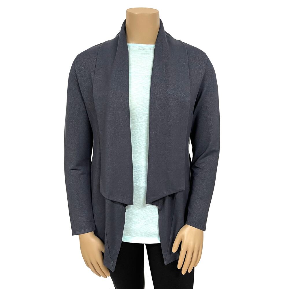 Lysse Active To Go Wrap Sz L 12 14 New Knit Jacket Drape Front Grey Cardigan